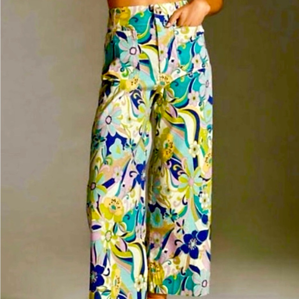 Anthropologie Maeve The Colette cropped wide leg pants size 27